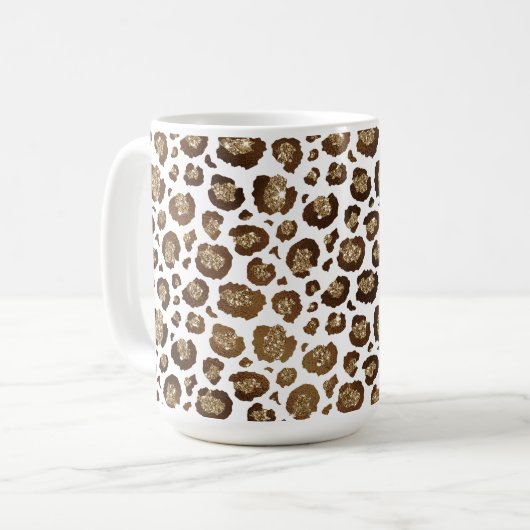 Gold Glitter Leopard Print Koffiemok (Voorkant links)