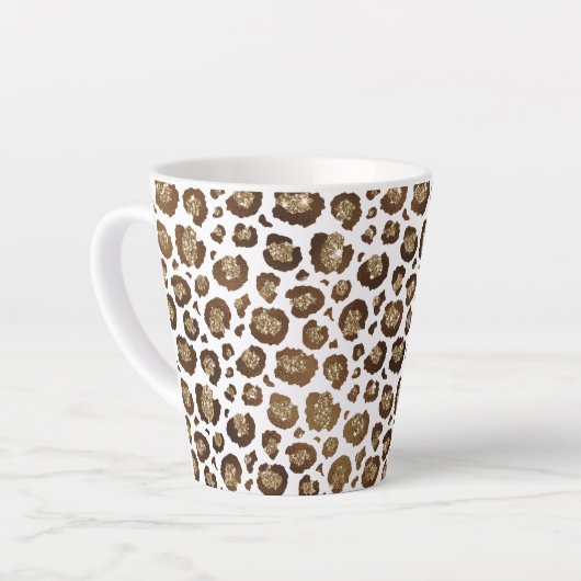 Gold Glitter Leopard Print Latte Mok (Linkerhoek)