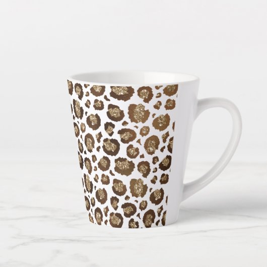 Gold Glitter Leopard Print Latte Mok (Rechts)