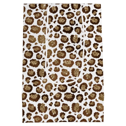 Gold Glitter Leopard Print Medium Cadeauzakje (Achterkant)