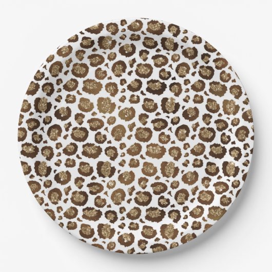 Gold Glitter Leopard Print Papieren Bordje (Voorkant)
