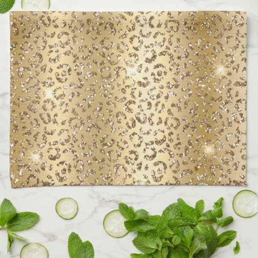 Gold Glitter Leopard Theedoek (Gevouwen)