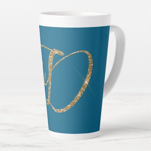 Gold Glitter Letter D Latte Mok (Rechterhoek)