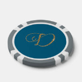 Gold Glitter Letter D Poker Chips (Enkel)