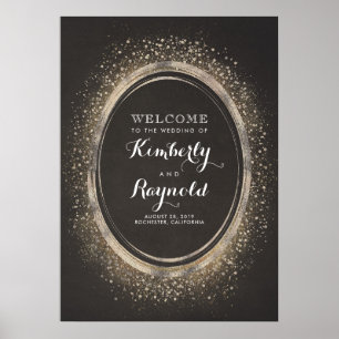 Gold Glitter Lijst Weddenschap Welkomstbord Poster
