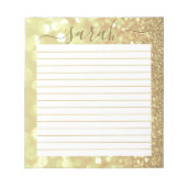 Gold Glitter Lined Personalized Notitieblok (Voorkant)