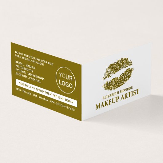 Gold Glitter Lips, Makeup Artist, Loyalty Card Visitekaartjes (Buitenkant)