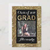 Gold Glitter-look Class of 2017 Photo Afstuderen Kaart (Voorkant)