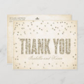 Gold Glitter Look Confetti Stippen bruiloft Dank u Briefkaart (Voorkant / Achterkant)