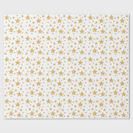 Gold Glitter look-like Stars Pattern Cadeaupapier (Vlak)