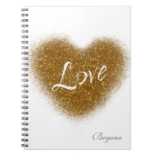 Gold Glitter LOVE Heart Glamour-laptop Notitieboek