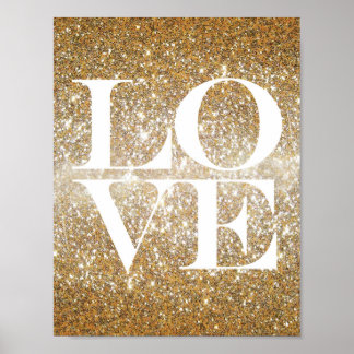 Gold Glitter Love Poster