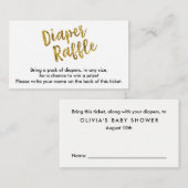 Gold Glitter Luier Raffle Ticket Informatiekaartje (Voorkant / Achterkant)