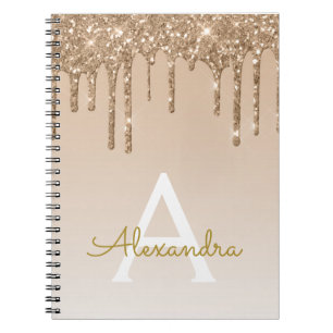 Gold Glitter Luxury Sparkle Monogram Notitieboek