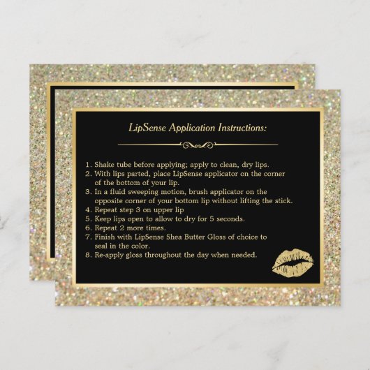 Gold Glitter Makeup Lips Instruction Tips Briefkaart (Voorkant / Achterkant)