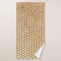 Gold Glitter Marble Mermaid Scaling Pattern