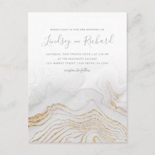 Gold Glitter Marble & Modern Script Wedding Invite Uitnodiging Briefkaart