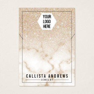 Gold Glitter Marble Ombre Logo Ketting Display Visitekaartje