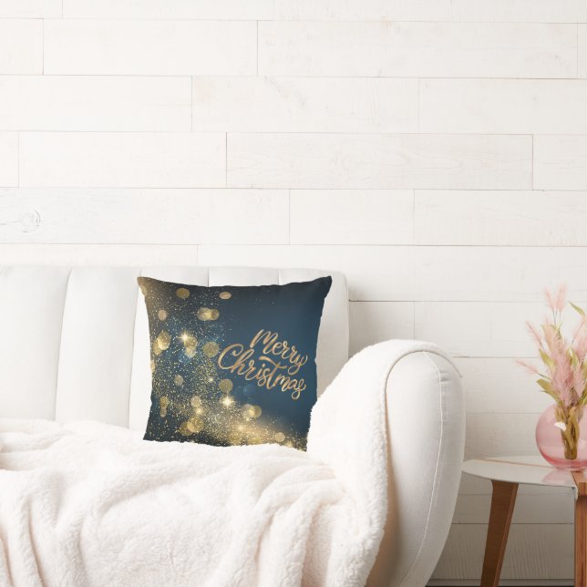 Gold Glitter Merry kerst Kussen (Bank)