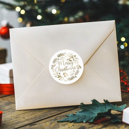 Gold Glitter Merry kerst Ronde Sticker