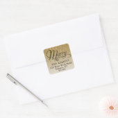 Gold Glitter Merry-kerstadreszegel Vierkante Sticker (Envelop)
