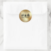 Gold Glitter Merry-kerstboom Ronde Sticker (Tas)