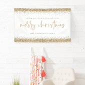 Gold Glitter Merry-kerstnaam: witte banner (Insitu)