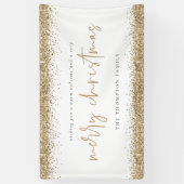 Gold Glitter Merry-kerstnaam: witte banner (Verticaal)