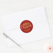 Gold Glitter Merry-kerstrecycleerbaar rood Ronde Sticker (Envelop)