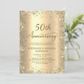Gold Glitter Metallic 50ste bruiloft Jubileum Kaart (Staand voorkant)