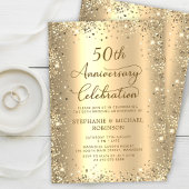 Gold Glitter Metallic 50th Wedding Anniversary Kaart