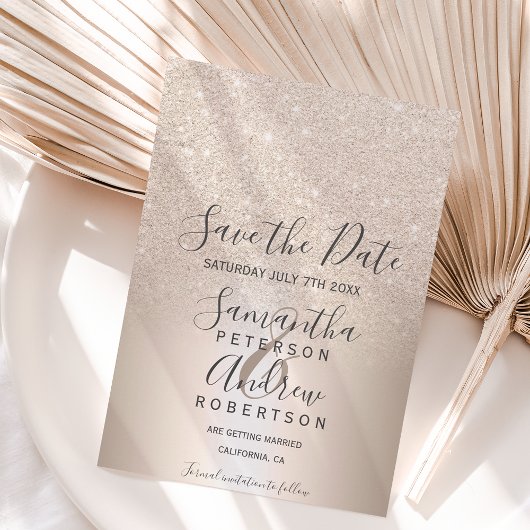 Gold glitter metallic ombre redt de datum van het  save the date