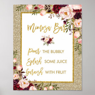 Gold Glitter Mimosa Bar - een bordje met een bruil Poster