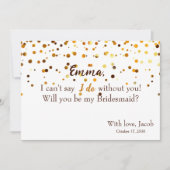 Gold Glitter Minimal Script Bruidsmeisje Voorstel Kaart (Voorkant)