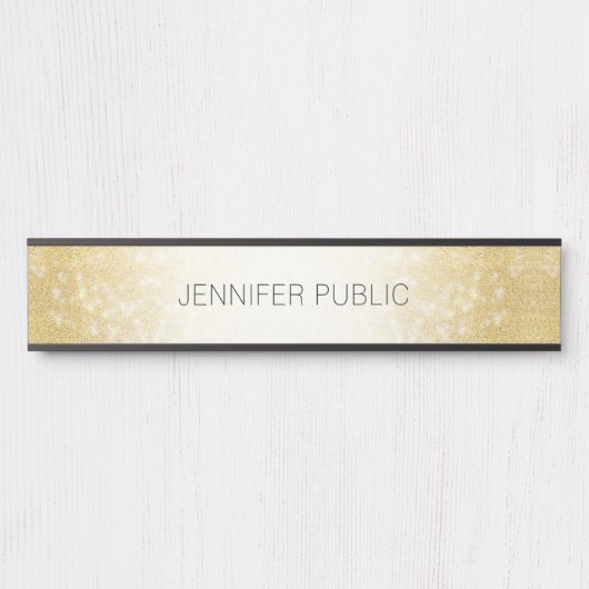 Gold Glitter Minimalist Sjabloon Moderne Elegant Deurbordje (Voorkant)