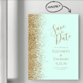 Gold Glitter Mint Green Magnetic Save the Date