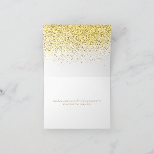 Gold Glitter Modern Elegant Script Bedankkaart (Binnen)