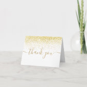 Gold Glitter Modern Elegant Script Bedankkaart (Voorkant)