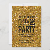 Gold Glitter Moderne New Years Eve Party Invitatio Kaart (Voorkant)