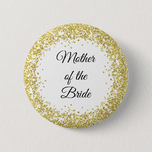Gold Glitter. Moeder van de Bride. Ronde Button 5,7 Cm