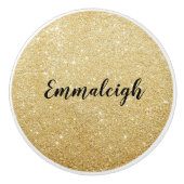 Gold Glitter Monogram Naam Keramische Knop (Voorkant)