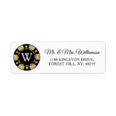 Gold Glitter Monogram Poker Chip Casino Wedding Etiket (Voorkant)