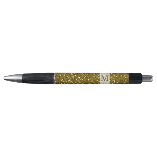 Gold Glitter Monogrammed Pen (Voorkant)