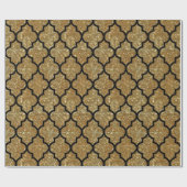 Gold Glitter Moroccan Quatrefoil Pattern Cadeaupapier (Vlak)