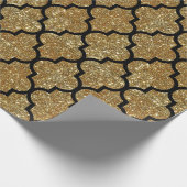Gold Glitter Moroccan Quatrefoil Pattern Cadeaupapier (Hoek)
