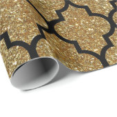 Gold Glitter Moroccan Quatrefoil Pattern Cadeaupapier (Rol Hoek)