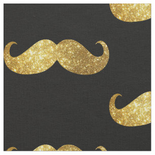 Gold Glitter Mustache Stof