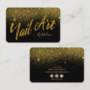 Gold Glitter Nail Art Salon Visitekaartje