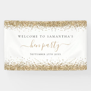 Gold Glitter Name Date Welkom bij Hen Party Spandoek