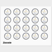 Gold Glitter Navy Blue Baptisme Hartelijk dank Ronde Sticker (Vel)